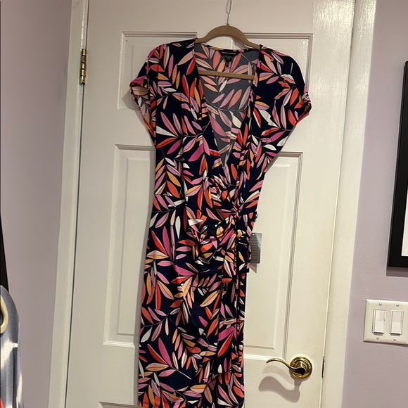 Turquoise Blue Wrap Dress with Ruffled Hem - Picture 1 of 1